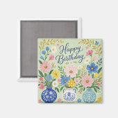 Ein Trio von Geburtstagsblüten Magnet (Vorderseite/Rückseite)
