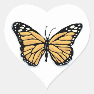 Ein trockenes Monarchen-Schmetterling-Hochzeitsher Herz-Aufkleber