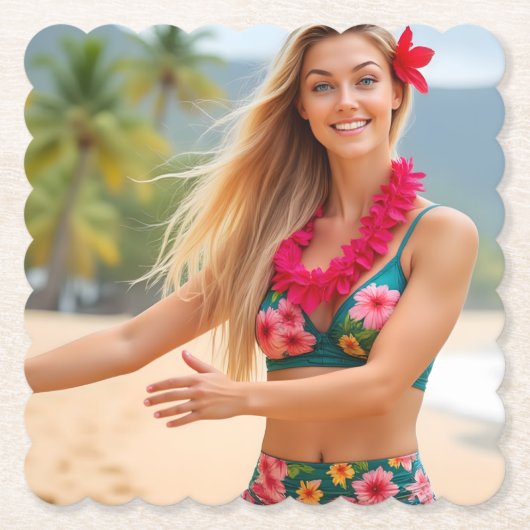 Ein tropischer Moment: Helenas Hula-Tanz Untersetzer (Vorderseite)