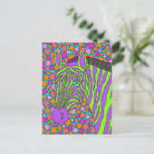 Ein tropischer Zebra Streifen Mosaik Lila grüner S Postkarte (Stehend Vorderseite)