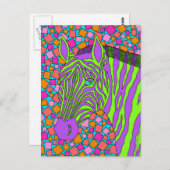 Ein tropischer Zebra Streifen Mosaik Lila grüner S Postkarte (Vorne/Hinten)