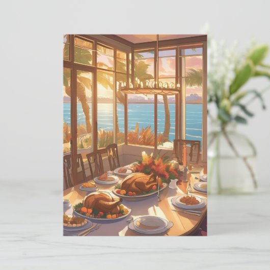 Ein tropisches Erntedank-Fest = Grußkarte Einladung (Stehend Vorderseite)