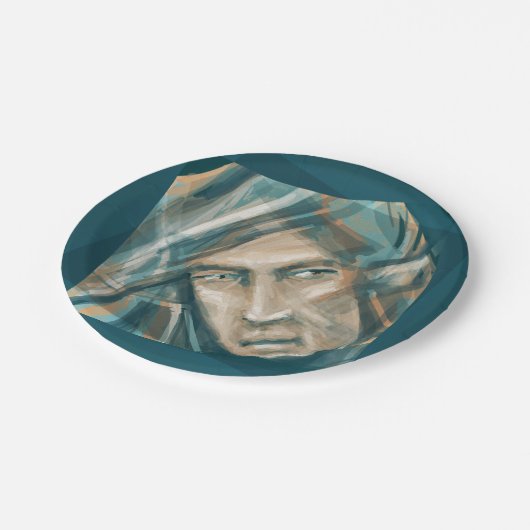 Ein trotziger grüner Elf Pappteller (Schrägansicht)