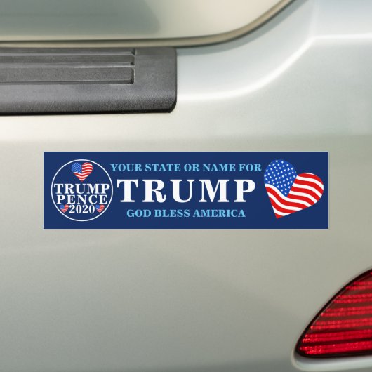 Ein Trump Pence 2020 Hearts USA Gott segne Amerika Autoaufkleber (Auf Auto)