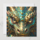 Ein türkis-goldener Drache Mystisch Karte (Vorderseite)