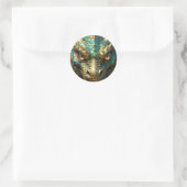 Ein türkis-goldener Drache Mystisch Runder Aufkleber (Tasche)