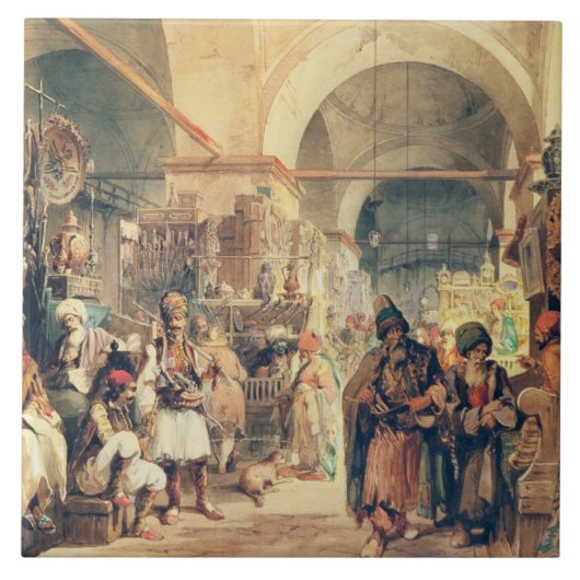 Ein türkischer Basar, 1854 (Bleistift u. w/c auf Fliese (Vorderseite)