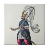 Ein türkischer Janissar, der in Kostüme Krieg führ Fliese (Vorderseite)