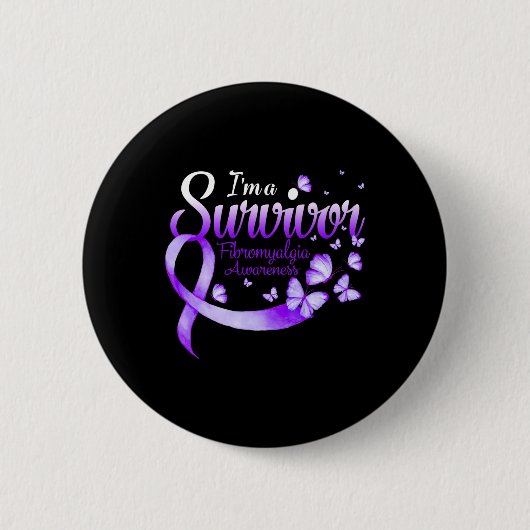 Ein Überlebender Fibromyalgie-Butterfly Button (Vorderseite)