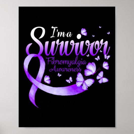 Ein Überlebender Fibromyalgie-Butterfly Poster (Vorne)