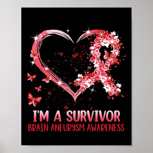 Ein Überlebender Hirnaneurysma Bewusstsein Burgund Poster (Vorne)