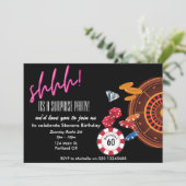 ein Überraschungscasino Vegas Thema Geburtstag Einladung (Stehend Vorderseite)