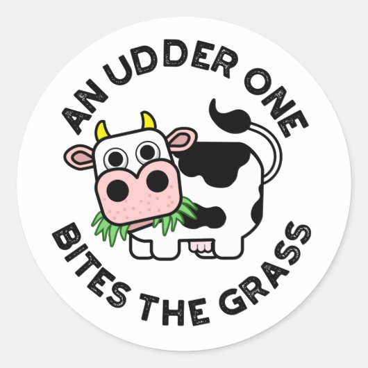 Ein Udder bricht den grasblütigen Kuh-Puppen Runder Aufkleber (Vorderseite)