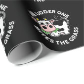 Ein Udder bricht die grasblütige Kuh dunkle BG Geschenkpapier (Rolleneckpunkt)