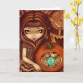 "Ein Uhrwerk-Kürbis-" Gruß-Karte Karte (Gelbe Blume)