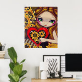 Ein Uhrwerk Valentine Steampunk Märchen Kunst, Dic Poster (Heimbüro)