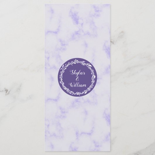 Ein Ultra-Violet-Hochzeitmenü-Empfang Menükarte (Rückseite)