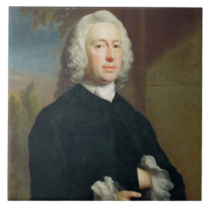 Ein unbekannter Mann in Schwarzem, 1735 (Öl auf Fliese