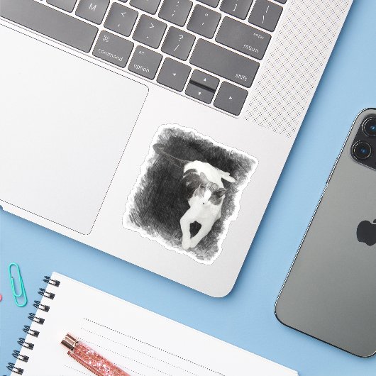 Ein ungleicher Winkel Aufkleber (Laptop mit iPhone)