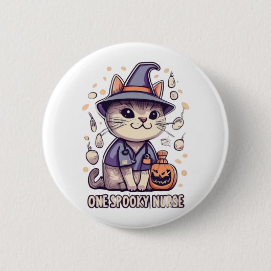 Ein unheimlich kurzes katzenförmiges Halloween-Des Button (Vorderseite)