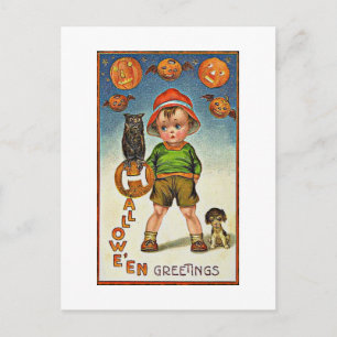 Ein unheimliches Vintage-Halloween eines Kindes Postkarte