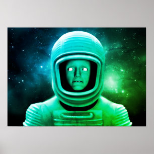 Ein unruhiger grüner Außerirdischer von der grünen Poster