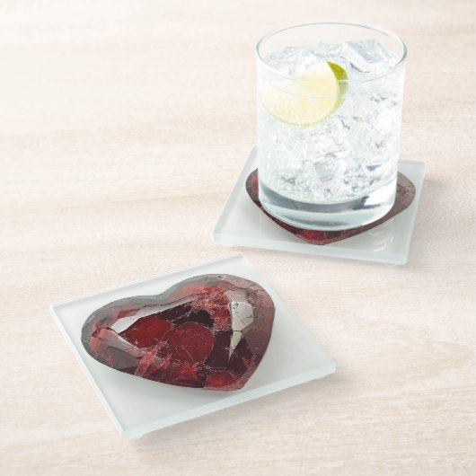 Ein Untersetzer aus Rotkehlglas (Schrägansicht)