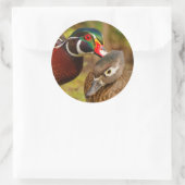 Ein untrennbares Paar Holzenten Runder Aufkleber (Tasche)