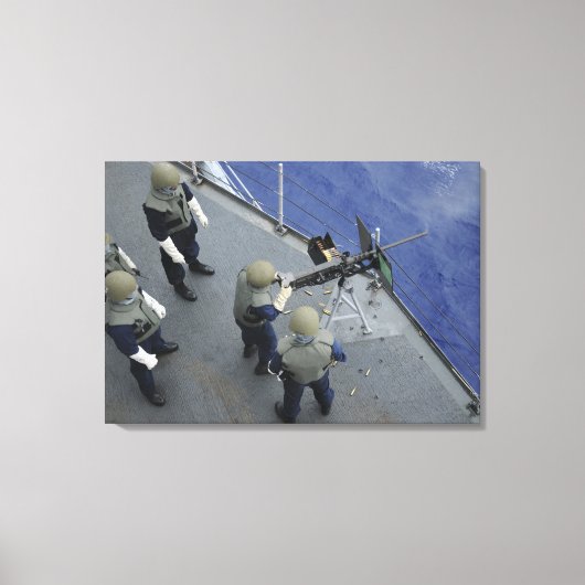 Ein US-Seeleute feuert einen 50-Kaliber M2HB Leinwanddruck (Vorderseite)