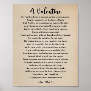 Ein Valentingedicht von Edgar Allan Poe Vintage Po Poster