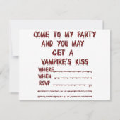 Ein Vampirkuss des Todes-Halloween-Party Einladung (Rückseite)