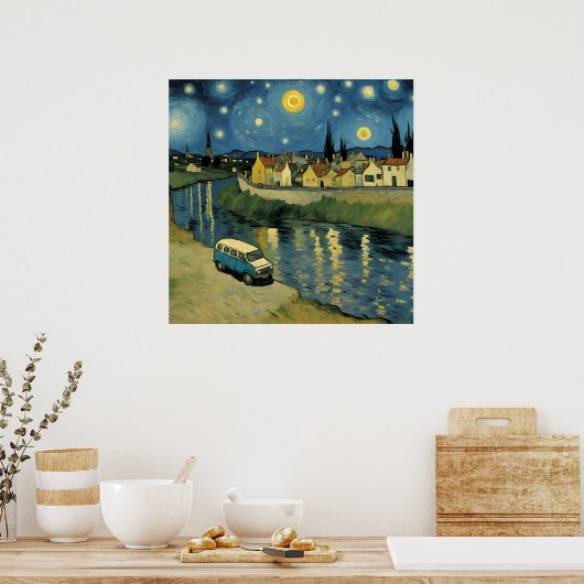 Ein Van Down by River Van Gogh Parody Poster (Küche)