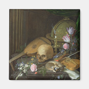 Ein Vanitas Stillleben mit einem Nautilus und Magnet