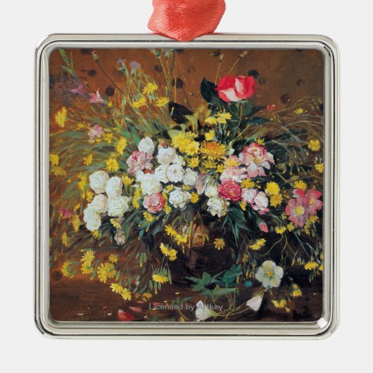 Ein Vase Blumen Ornament Aus Metall (Vorne)