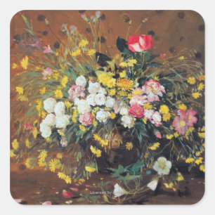 Ein Vase Blumen Quadratischer Aufkleber