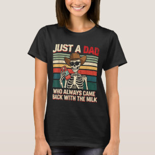 Ein Vater, der mit dem Milch-Skelett Retro zurückk T-Shirt