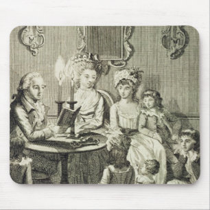 Ein Vater, der zu seiner Familie durch das Mousepad