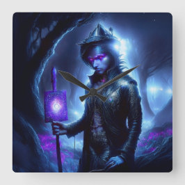 Ein verlorenes Soul wander den Nachtwald Quadratische Wanduhr