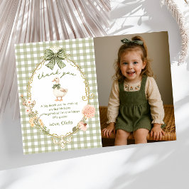 Ein verrückter Gans-Gingham-Geburtstagsfoto Dankeskarte