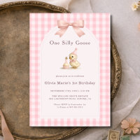 Ein verrückter Gans-Gingham-Rosa-Schleife Mädchen 