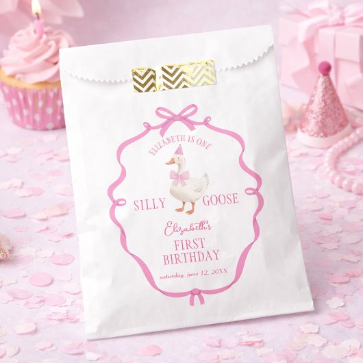 Ein verrückter Gans Rosa Schleife Erster Geburtsta Geschenktütchen