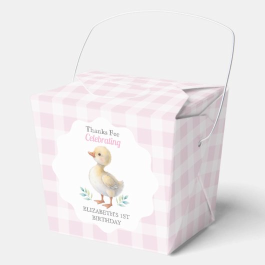 Ein verrückter Gänschen rosa Gingham Mädchen erste Geschenkschachtel (Vorderseite)
