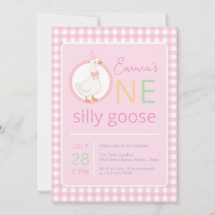Ein verrücktes Gans Rosa Partyhut Mädchen Erster G Einladung