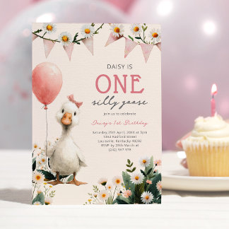 Ein verrücktes Gänse Mädchen erster Geburtstag Einladung