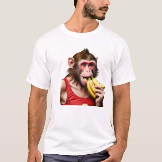 Ein verspielter Affe sitzt auf einer dynamischen, T-Shirt (Vorderseite)