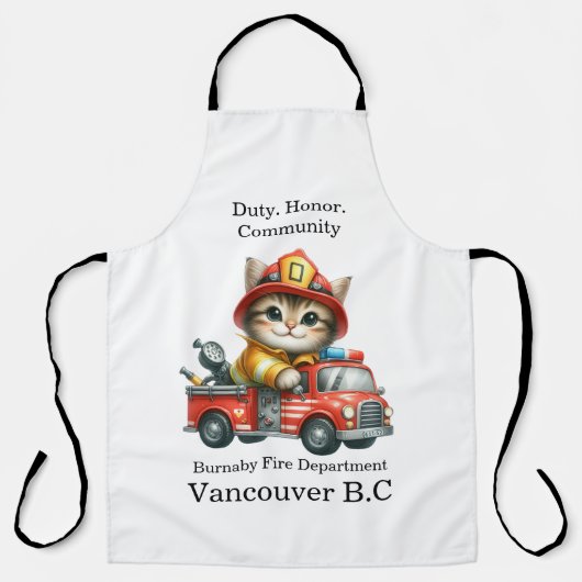 Ein verspielter Kätzchen-Feuerwehrmann auf einem h Schürze (Vorderseite)