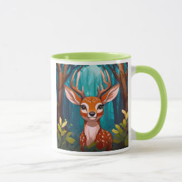 Ein versteckter Hirsch sieht Sie an. Tasse