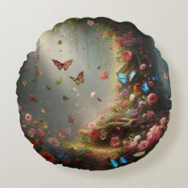 Ein versteckter, verzauberter Garten, versteckt in Rundes Kissen