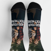 Ein vertikales Foto und Text - auf jedem Socken (Oben)