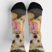 Ein vertikales Foto und Text oben - auf jedem Socken (Oben)